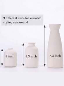 3 件套陶瓷花瓶套装家居装饰，现代白色花瓶，适用于客厅、餐厅、桌面、书架、桌子、家居装饰 - 多色 - 查看 6