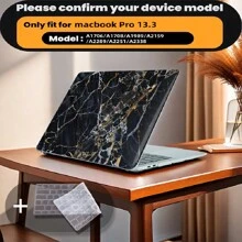 有 4 种大理石图案可供选择，并配有键盘保护膜。它与 MacBook Air Pro 保护套、13/14/15/16 英寸电脑保护套兼容，并配有键盘保护膜，A1370、A1534、A1502、A1707、A2337、A1932、A2179、A2338、A1706、A1708、A2681 塑料硬壳笔记本电脑保护套，黑色、蓝色大理石图案 A2485 A2442、A1466 A1369