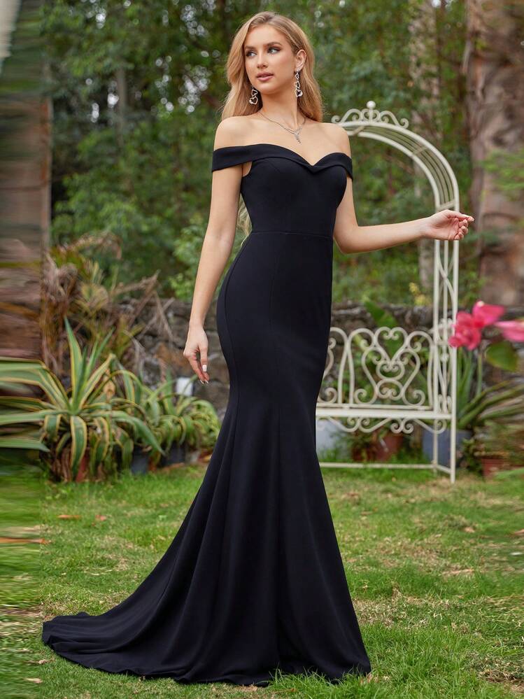 charmeuse flutter-sleeve a-line bridesmaid dress Mismatched Black Mermaid Sexy Slit Beaded Floor-Length Bridesmaid Dres –  Dairy Bridal main image 0