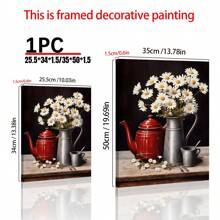 1 幅带框复古油画帆布印刷海报，椅子上的喷壶帆布墙艺术，艺术品壁画适用于浴室卧室办公室客厅墙壁装饰，家居装饰 - 彩色 - 查看 3