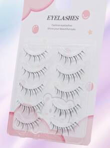 Manga False Eyelashes 5 Pairs Little Devil Naturally Soft Eyelashes Transparent Plastic Band Fairy Faux Mink Lashes