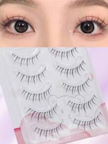 Manga False Eyelashes 5 Pairs Little Devil Naturally Soft Eyelashes Transparent Plastic Band Fairy Faux Mink Lashes