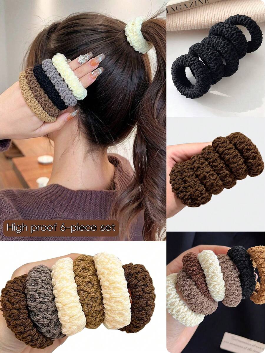 6条装防滑加厚女士/女孩纯色优雅可爱弹力马尾辫套装，瑜伽运动健身跑步旅行派对日常使用礼品创意，头发，发饰，发饰，配饰，秋季发饰，旅行，美发工具，女士配饰，发用，秋季，头发，发饰，配饰，旅行发饰，女士配饰，发饰，女士发饰，美发工具，发用，美用，礼物，旅行，女士礼物，发用，女士圣诞礼物，女士圣诞礼物，成人圣诞礼物，成人圣诞礼物，发用，女士配饰，圣诞礼物，成人发饰，圣诞礼物，成人发饰，圣诞礼物，成人发饰，圣诞礼物，成人发饰，圣诞礼物，发圈，橡皮筋