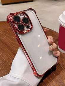 Luxury Screen Protection Premium Electroplated Burgundy Transparent Soft Phone Case Compatible With IPhone 16 Pro Max/16/16 Pro/16 Plus/ 15/15 Pro Max/15 Pro/15 Plus/11/12/13/14 Pro Max/XS/XR/11 Pro/11 Pro Max/12 Pro/12 Pro Max/13 Pro/13 Pro Max/7 Plus/14 Pro/14 Pro Max/14 Plus/7 Plus/8 Plus/8/SE2, Shockproof With Thickened Corners Waterproof Anti-Fall Scratch Resistant Spring Gift - Burgundy - View 4