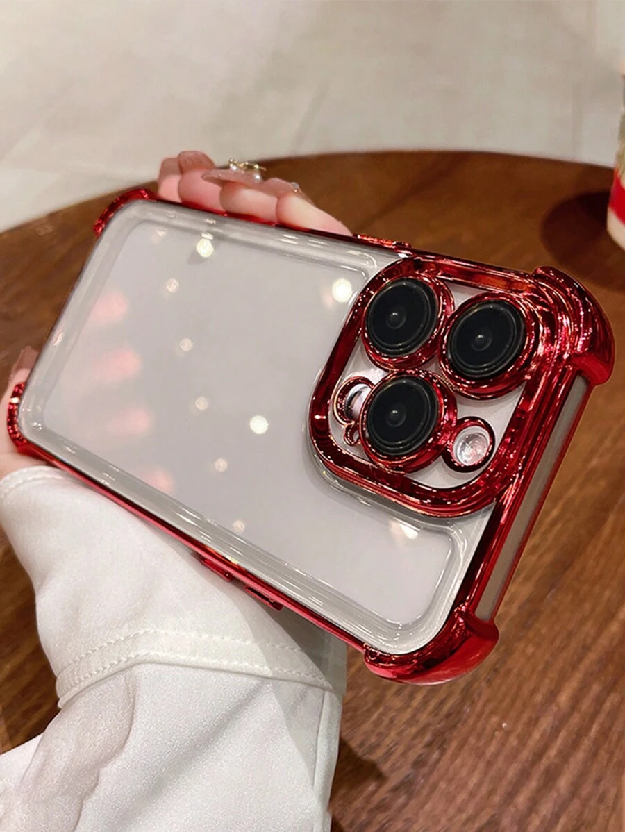 Luxury Screen Protection Premium Electroplated Burgundy Transparent Soft Phone Case Compatible With IPhone 16 Pro Max/16/16 Pro/16 Plus/ 15/15 Pro Max/15 Pro/15 Plus/11/12/13/14 Pro Max/XS/XR/11 Pro/11 Pro Max/12 Pro/12 Pro Max/13 Pro/13 Pro Max/7 Plus/14 Pro/14 Pro Max/14 Plus/7 Plus/8 Plus/8/SE2, Shockproof With Thickened Corners Waterproof Anti-Fall Scratch Resistant Spring Gift