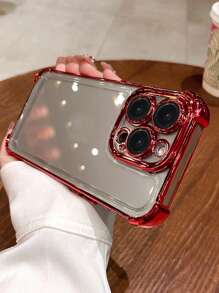 Luxury Screen Protection Premium Electroplated Burgundy Transparent Soft Phone Case Compatible With IPhone 16 Pro Max/16/16 Pro/16 Plus/ 15/15 Pro Max/15 Pro/15 Plus/11/12/13/14 Pro Max/XS/XR/11 Pro/11 Pro Max/12 Pro/12 Pro Max/13 Pro/13 Pro Max/7 Plus/14 Pro/14 Pro Max/14 Plus/7 Plus/8 Plus/8/SE2, Shockproof With Thickened Corners Waterproof Anti-Fall Scratch Resistant Spring Gift - Burgundy - View 5