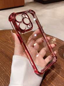 Luxury Screen Protection Premium Electroplated Burgundy Transparent Soft Phone Case Compatible With IPhone 16 Pro Max/16/16 Pro/16 Plus/ 15/15 Pro Max/15 Pro/15 Plus/11/12/13/14 Pro Max/XS/XR/11 Pro/11 Pro Max/12 Pro/12 Pro Max/13 Pro/13 Pro Max/7 Plus/14 Pro/14 Pro Max/14 Plus/7 Plus/8 Plus/8/SE2, Shockproof With Thickened Corners Waterproof Anti-Fall Scratch Resistant Spring Gift - Burgundy - View 3