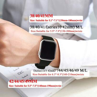 Sports Silicone Watch Band, Compatible With Apple Watch 40mm 38mm 41mm 44mm 45mm 46mm 42mm 49mm M/L Unisex, Black Soft Waterproof Wristband, Replaceable Sports Strap, Compatible With Ultra SE 11 10 9 8 7 6 5 4 3 2 1 Series, Suitable As Student Back To School Gift