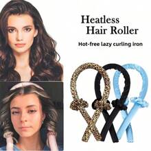No-Heat Wave Curling Wand With Scrunchie Curling Tool Hairstyling Accessories - Leopard - View 7