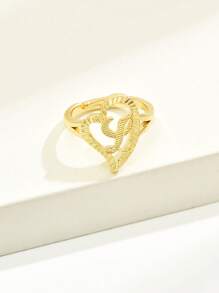 1 chiếc nhẫn rỗng cổ điển khắc 26 chữ cái có thể điều chỉnh, phụ kiện thời trang giản dị cho cặp đôi, thích hợp làm quà tặng dự tiệc/du lịch - Vàng - Xem 38