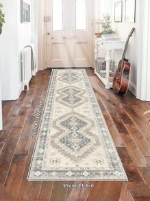 1pc/850g/㎡ Thảm hành lang phong cách cổ điển nhung pha lê, Thảm trải sàn họa tiết cho gia đình, Thảm dài cho hành lang/nhà bếp - Màu be - Xem 11