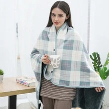 1pc Wearable Blanket, Flannel Shawl Blanket With Buckle, Double-Layer Thickened Slouchy Blanket For Home, Air Conditioning, Nap, Office Relaxation, Or Outdoor Warmth