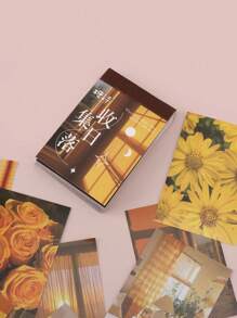 50入組夕陽主題日記材料diy裝飾貼紙 - 黃色 - 查看 5