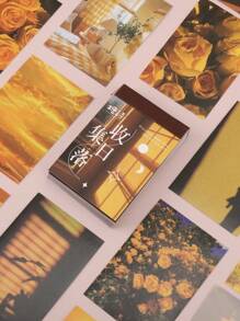 50入組夕陽主題日記材料diy裝飾貼紙 - 黃色 - 查看 1