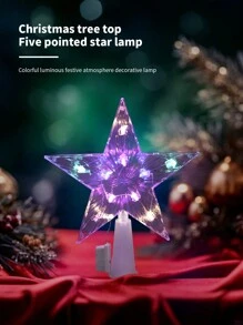 22cm/15cm圣诞树顶星，透明照明树顶灯，温暖/多彩的圣诞树装饰，电池盒开关可调节闪烁模式：1.快速闪烁，2.慢速闪烁，3.稳定亮起