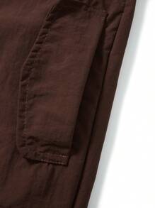 Women Solid Color Loose Trousers High Waist Casual Long Pants For Spring - Brown - View 8