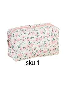 1 Stück vintage Blumenmuster weiches Kosmetiktäschchen, kreatives Design mit großer Öffnung als Kosmetik Aufbewahrungstasche - geräumig und mit geschmackvollem Reißverschluss, geeignet für Reise-Utensilien, Tischdekoration, Urlaub am Strand, Badezimmer, Schlafzimmer, großes Fassungsvermögen