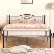VECELO Single/Double Size Metal Bed Frame With Headboard And Footboard, Metal Platform Bed Frame, Metal Slats Support, No Box Spring Needed - Black - View 1