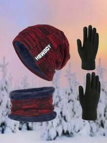 3pcs/Set Unisex Knitted Hat, Balaclava, Neckwarmer And Gloves Set, Autumn/Winter Windproof Warm Accessories