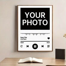 1 件可定制的音乐风格帆布墙画 - 无框肖像照片海报，带有个性化歌曲标题、艺术家和时间 - 高清打印，适用于家庭办公室、卧室、客厅 - 室内/室外装饰，19.7x27.5 英寸，情人节、情人节装饰礼物生日毕业