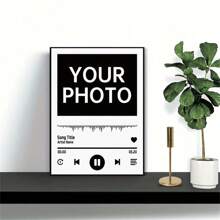 1 件可定制的音乐风格帆布墙画 - 无框肖像照片海报，带有个性化歌曲标题、艺术家和时间 - 高清打印，适用于家庭办公室、卧室、客厅 - 室内/室外装饰，19.7x27.5 英寸，情人节、情人节装饰礼物生日毕业