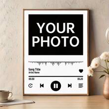 1 件可定制的音乐风格帆布墙画 - 无框肖像照片海报，带有个性化歌曲标题、艺术家和时间 - 高清打印，适用于家庭办公室、卧室、客厅 - 室内/室外装饰，19.7x27.5 英寸，情人节、情人节装饰礼物生日毕业