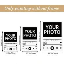 1 件可定制的音乐风格帆布墙画 - 无框肖像照片海报，带有个性化歌曲标题、艺术家和时间 - 高清打印，适用于家庭办公室、卧室、客厅 - 室内/室外装饰，19.7x27.5 英寸，情人节、情人节装饰礼物生日毕业