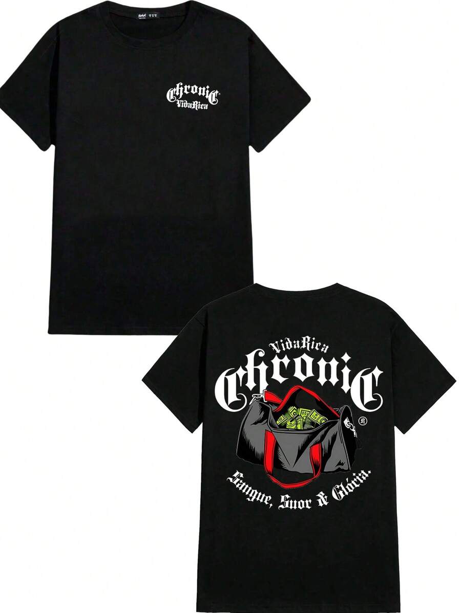 Money Bag T-Shirt Unisex 100% Cotton Streetwear New Arrival Shipping Various Colors!! PLUS SIZE - 黑色 - 查看 1