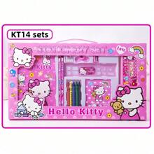 6pcs/8pcs/14pcs/1Set Hello Kittys Cartoon Ruler Pencil Sharpener Eraser Notebook Set Creative Drawing Office Supplies Kitty Cat Stationery Kit Gifts (Some Parts May Be Random)(The Package Design Is Random)