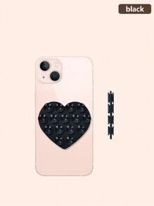 1pc Double-Sided Heart-Shaped Silicone Suction Cup, Washable Phone Silicone Suction Cup, Anti-Slip Fixed Suction Cup Phone Holder Compatible With IPhone, Android Phone, Gift For Birthday, Family, Friends Phone Stand, Phone Accessories