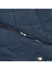 Women Quilted Puffer Vest L-3XL Winter Warm Jacket Vest Solid Color Sleeveless Stand Collar Zipper Padded Coat Gilet - Royal Blue - View 4