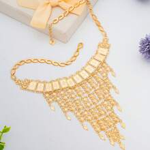 3 件套奢华 18K 镀金铜金属玫瑰花、星星和 V 形项链、颈链、耳环套装，优雅新娘珠宝礼物，适合母亲节、感恩节、婚礼 - 金色 - 查看 2