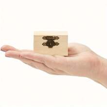 Pequeñas cajas de madera con tapa con bisagras, cierre frontal, caja de joyería vintage de sobremesa, accesorios hechos a mano, caja de almacenamiento con cerradura, caja de joyería sin pintar (cuadrada), accesorios para anillos, caja del tesoro pintable para manualidades, fiestas de cumpleaños y regreso a la escuela