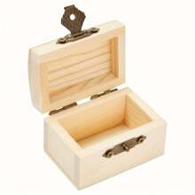 Pequeñas cajas de madera con tapa con bisagras, cierre frontal, caja de joyería vintage de sobremesa, accesorios hechos a mano, caja de almacenamiento con cerradura, caja de joyería sin pintar (cuadrada), accesorios para anillos, caja del tesoro pintable para manualidades, fiestas de cumpleaños y regreso a la escuela