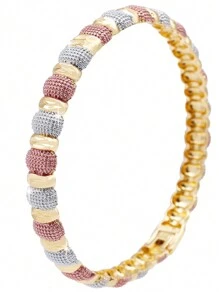 1 pieza Brazalete de aleación de zinc chapado en oro de 24k, accesorio diario de estilo Dubai para mujeres