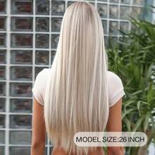 Natural Long Straight Hair Wig For Women With Bang Blonde Wig Heat Resistance Synthetic Hair Wig Hairpiece With Elastic Nylon Hair Net For Cosplay Party Daily Use