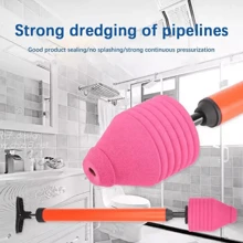 Toilet Plunger High Pressure Toilet Air Drain Unblocker Blockage Remover Tools ~ - Orange - View 2
