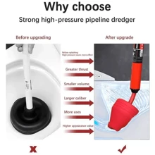 Toilet Plunger High Pressure Toilet Air Drain Unblocker Blockage Remover Tools ~ - Orange - View 3