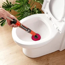 Toilet Plunger High Pressure Toilet Air Drain Unblocker Blockage Remover Tools ~ - Orange - View 9