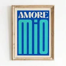 1pc Modern Colorful Print Amore Mio Poster Wall Art Love Canvas Painting For Living Room Home Decor Valentine's Day Gift Idea No Frame, Valentine's Day