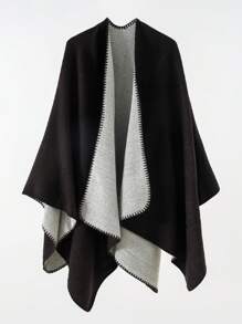 1pc Women Simple Ombre Solid Reversible "Poncho" Scarf, Casual & Warm For Outdoor, Autumn/Winter - Multicolor - View 12