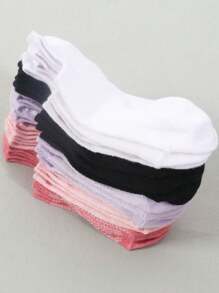 10/20 Pairs Multicolor Women's Boat Socks, Summer Thin Breathable Low-Cut Non-Slip No-Slip Heel Invisible Short Socks - Multicolor - View 5