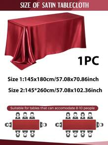 1 khăn trải bàn hình chữ nhật 145x260cm / 145x180cm vải lụa mịn dùng cho tiệc, ngày lễ, bữa tối, đám cưới, trang trí lễ kỷ niệm - Hồng - Xem 2