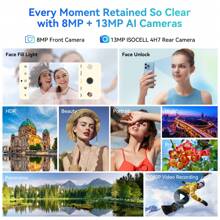 Blackview WAVE 8 解锁手机（2025 新款），12GB（4+8 扩展）RAM+128GB ROM/2TB 扩展安卓手机，安卓 14 智能 AI，5000mAh 电池 18W 快速充电，6.52 英寸高清+显示屏，3 个卡槽，面部解锁，适用于英国夏季科技促销