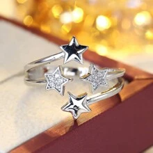 1 pièce Bague ouverte minimaliste délicate en forme d'étoile à cinq branches, convenant pour un port quotidien, s'adapte au doigt index