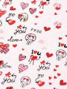 Sweet Galentine's Day Nail Art Set 3D Sweetheart Love Couple, Romantic Line Letter Cartoon Sliders, Perfect DIY Nail Stickers For Bestie, Girlfriend Gifts Back To School 3pcs