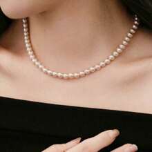 圆形白色仿贝壳珍珠项链串 | 珍珠颈链 | 女士珠宝 | 送给妈妈、妻子、姐妹、最好的朋友的生日圣诞礼物，不含礼品盒 - 40CM長度項鍊 - 查看 12