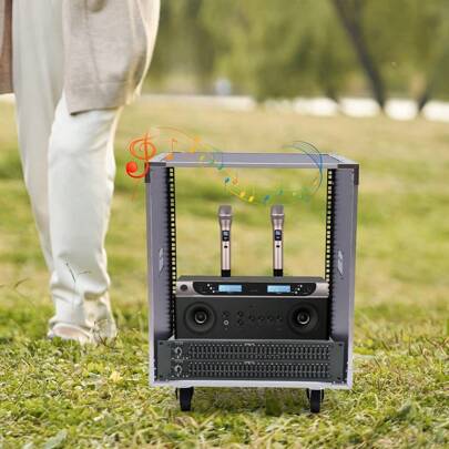 HOHOBLA 12U Portable Rolling Network Rack, Depth 21 Inches, Top And Bottom Cable Management, Built-In Handles, Locking Swivel Caster Wheels, Audio Video, Telecom, Equipment Rack