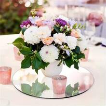 5/10 件亚克力镜面餐桌中心装饰，圆形装饰展示托盘，适用于婚礼、餐桌和咖啡桌，非电动、无羽毛，多功能，适合所有季节派对装饰和礼物