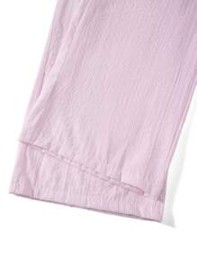 Women's Stripe Print Pants Drawstring Low Rise Straight Leg Trousers Bottoms - Pink - View 7